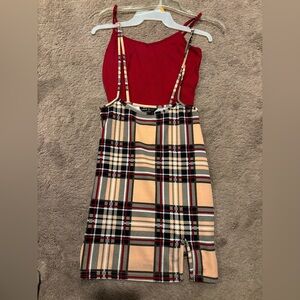 Forever 21 Red and Plaid Midi Dress